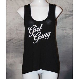 Express One Eleven Women Black Tank Top Graphic Girl Gang Tee Size Small